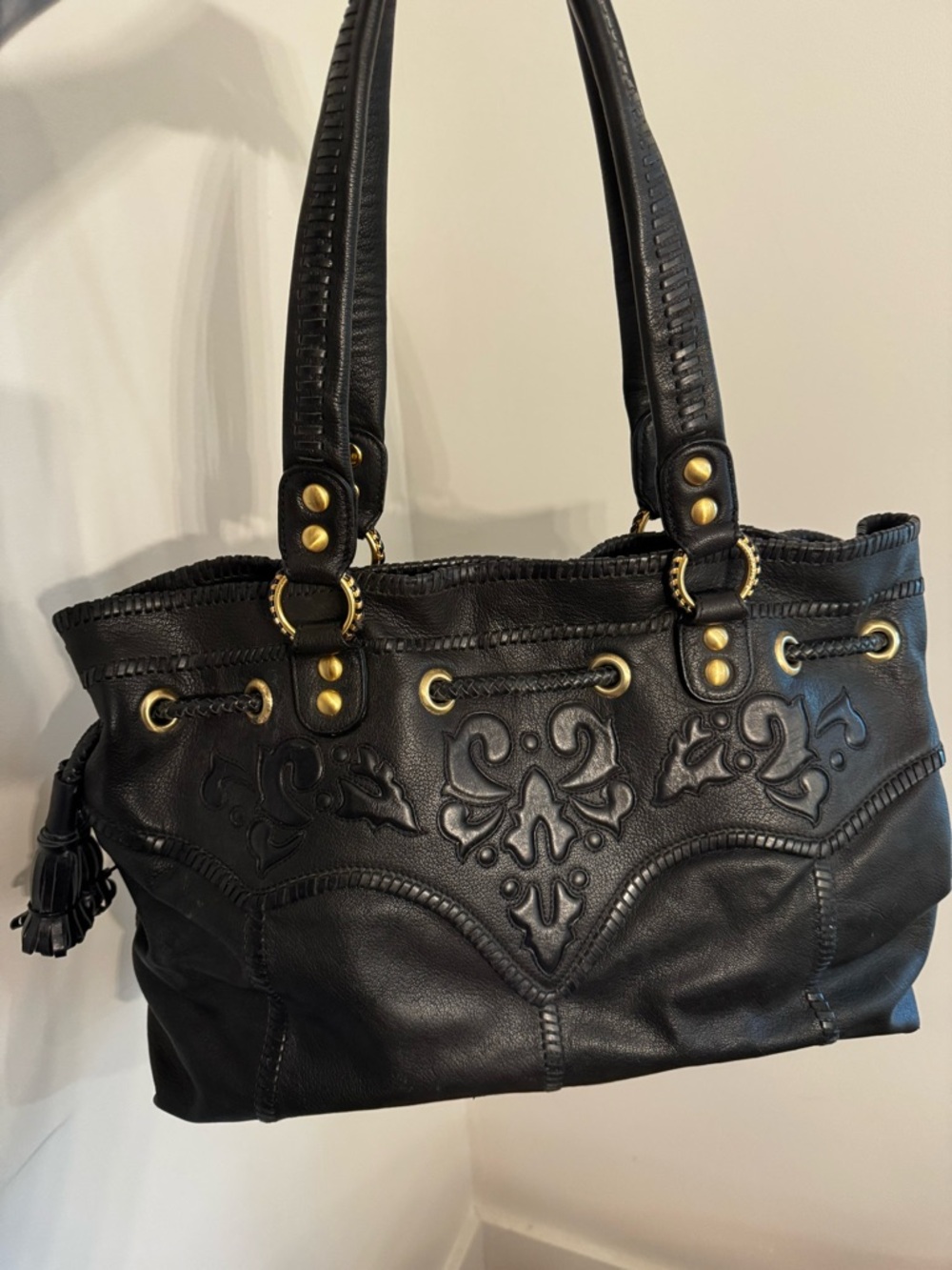 Isabella Fiore black draw string bag